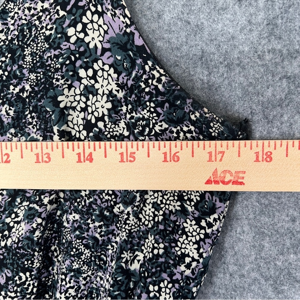 MIMI CHICA Jumpsuit Sleeveless Rayon Floral Black Purple Blue Cream Size Medium - Picture 6 of 12